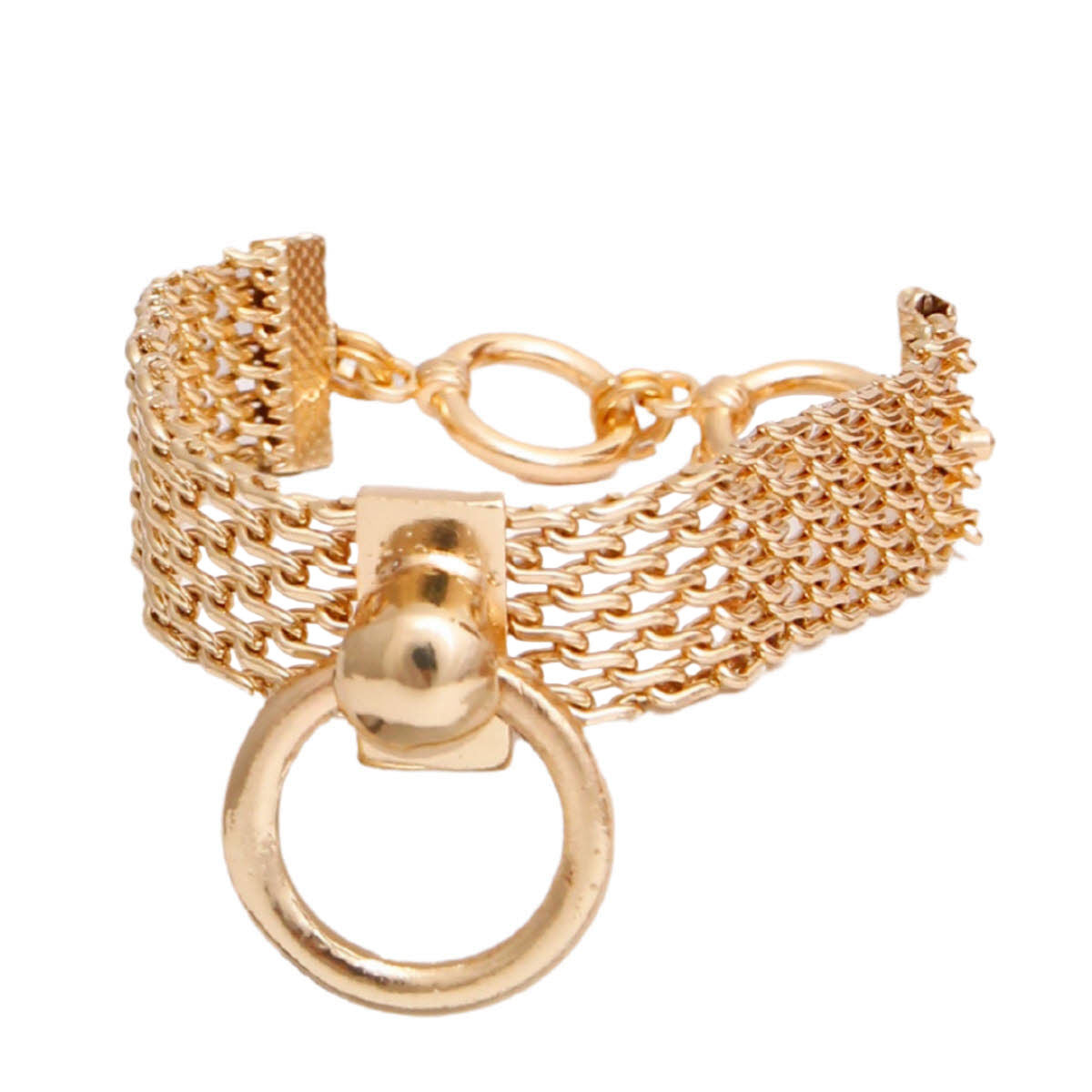 Toggle Knocker Gold Mesh Bracelet Stylish Statement Jewelry Accessory