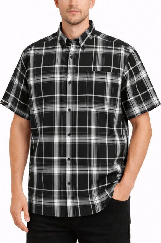 OldSchool Checkered Button Down Short Sleeve Shirt - Loving It Shop