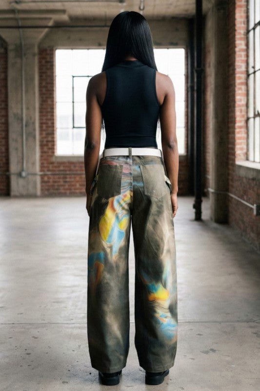 Abstract Print Wide-Leg Statement Pants