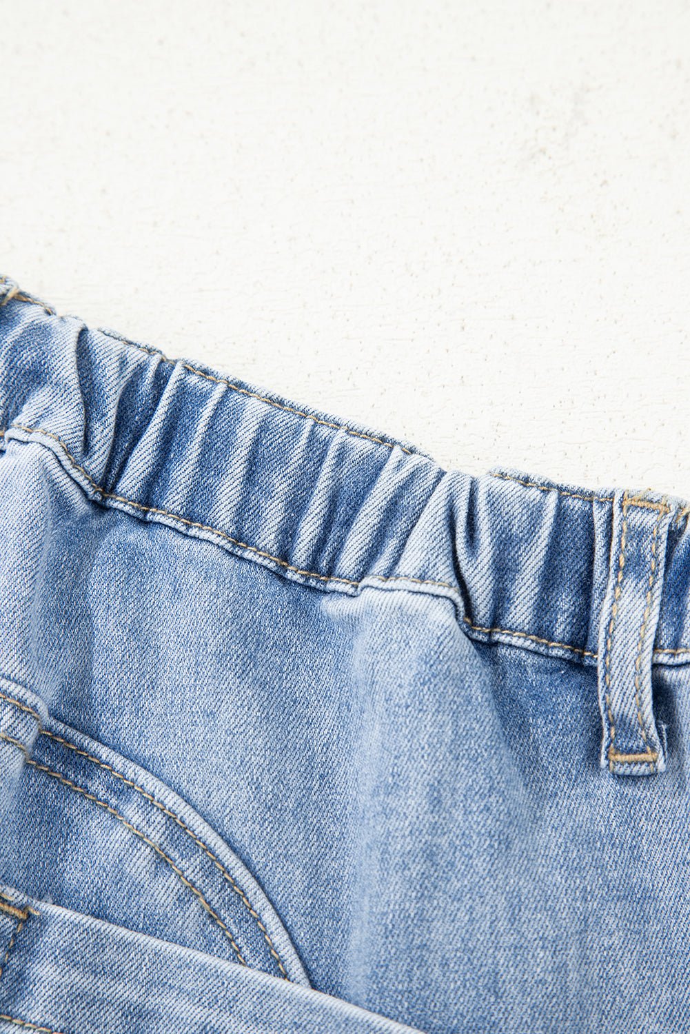 Beau Blue Drawstring Seam Detail Raw Hem Wide Leg Denim Pants - Loving It Shop
