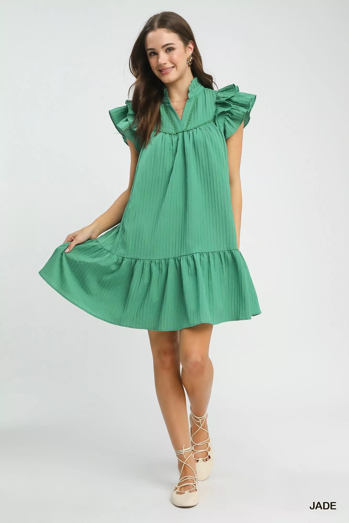 Flutter Sleeve Tiered Dress
