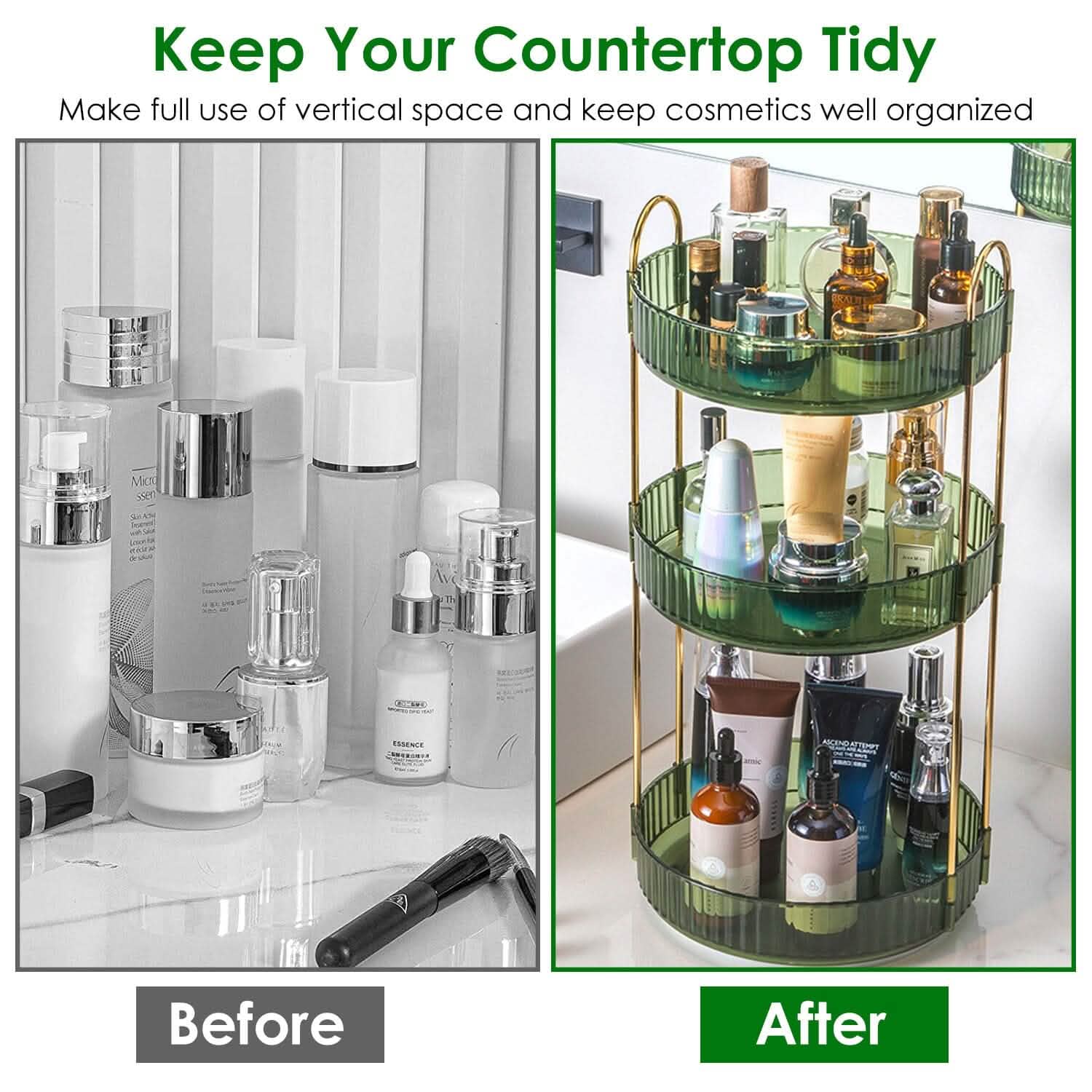 3-Tier 360° Spinning Rotating Makeup Organizer