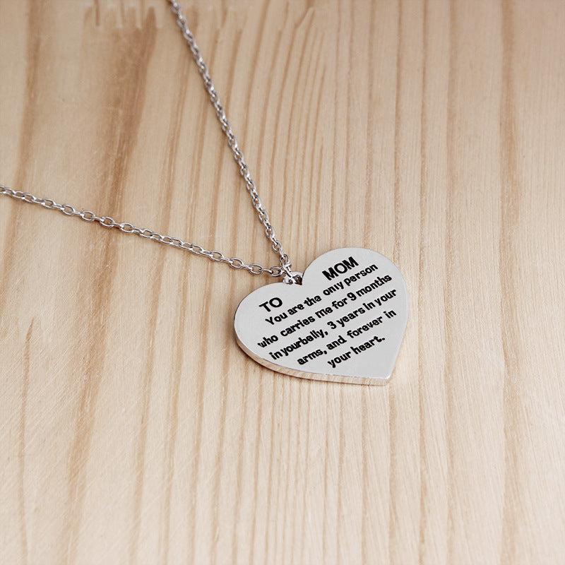 Heart-Shaped Engraved Necklace for Mother&