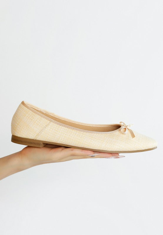 Paper Rings Raffia Ballet Flats