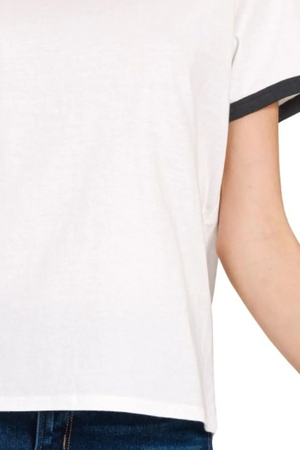 Contrast Binding Short Sleeve Tee Shirts