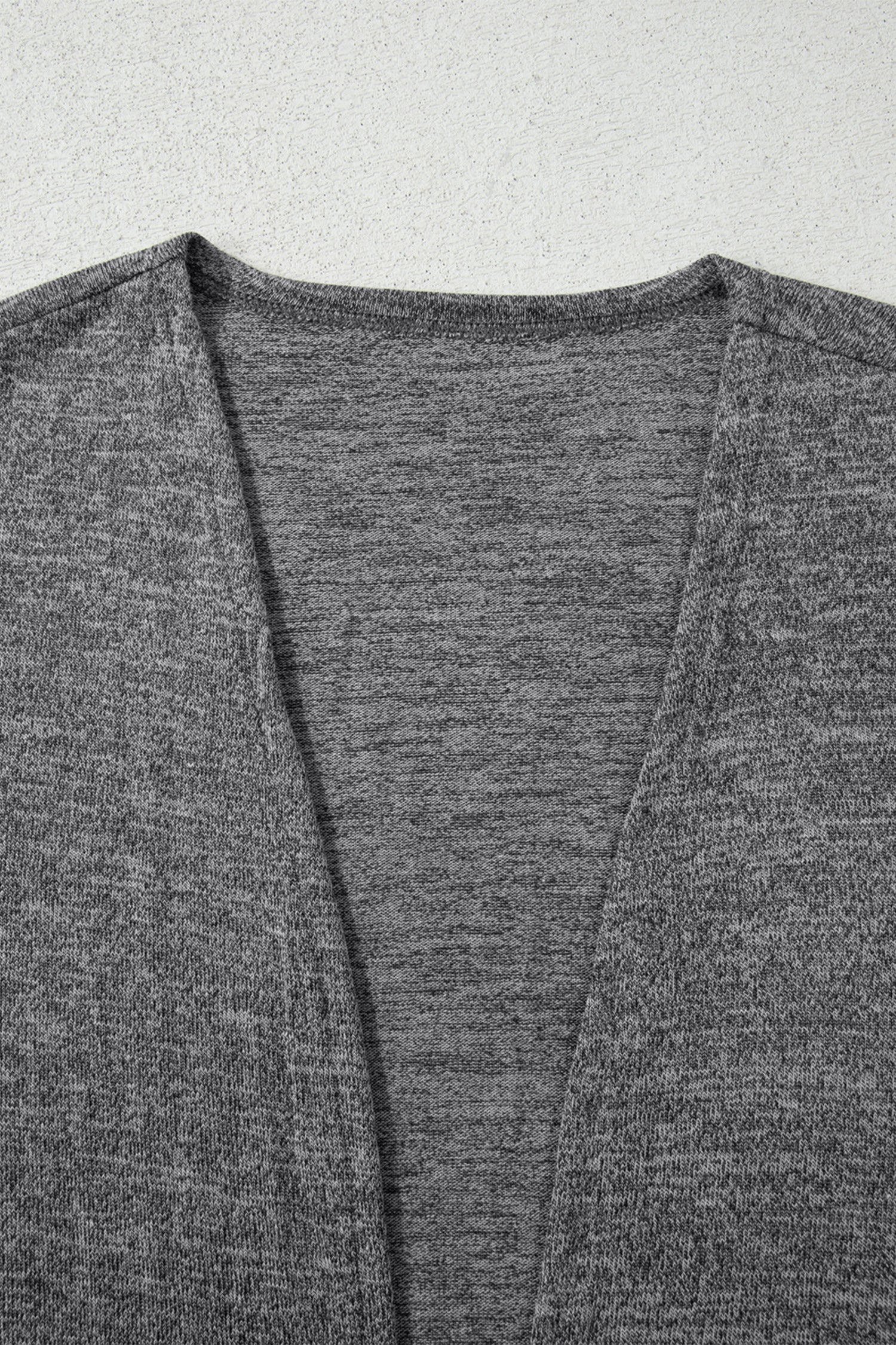 Dark Grey 3pcs V Neck T Shirt Ribbon Knot Pants Open Duster 3pcs Lounge Set