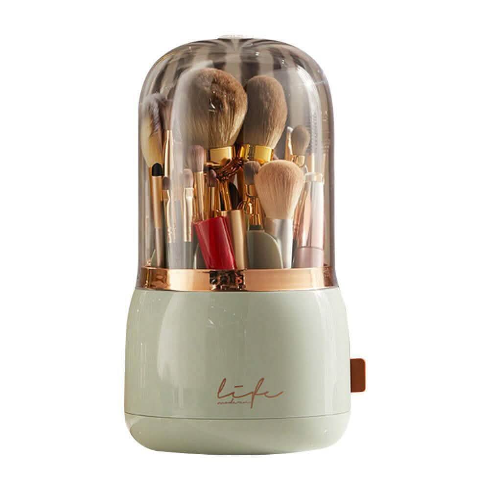360° Rotating Makeup Brush Holder with Lid Makeup Organizer
