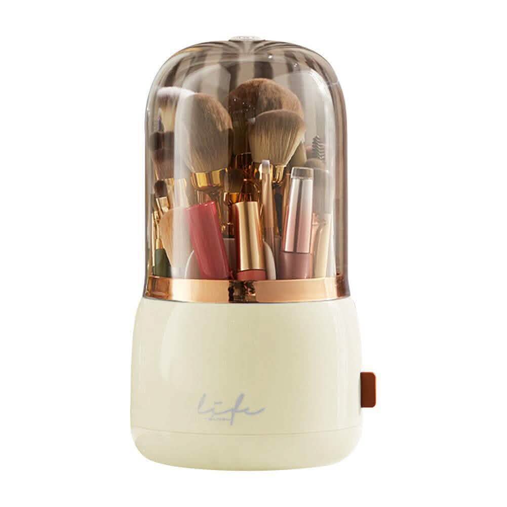 360° Rotating Makeup Brush Holder with Lid Makeup Organizer