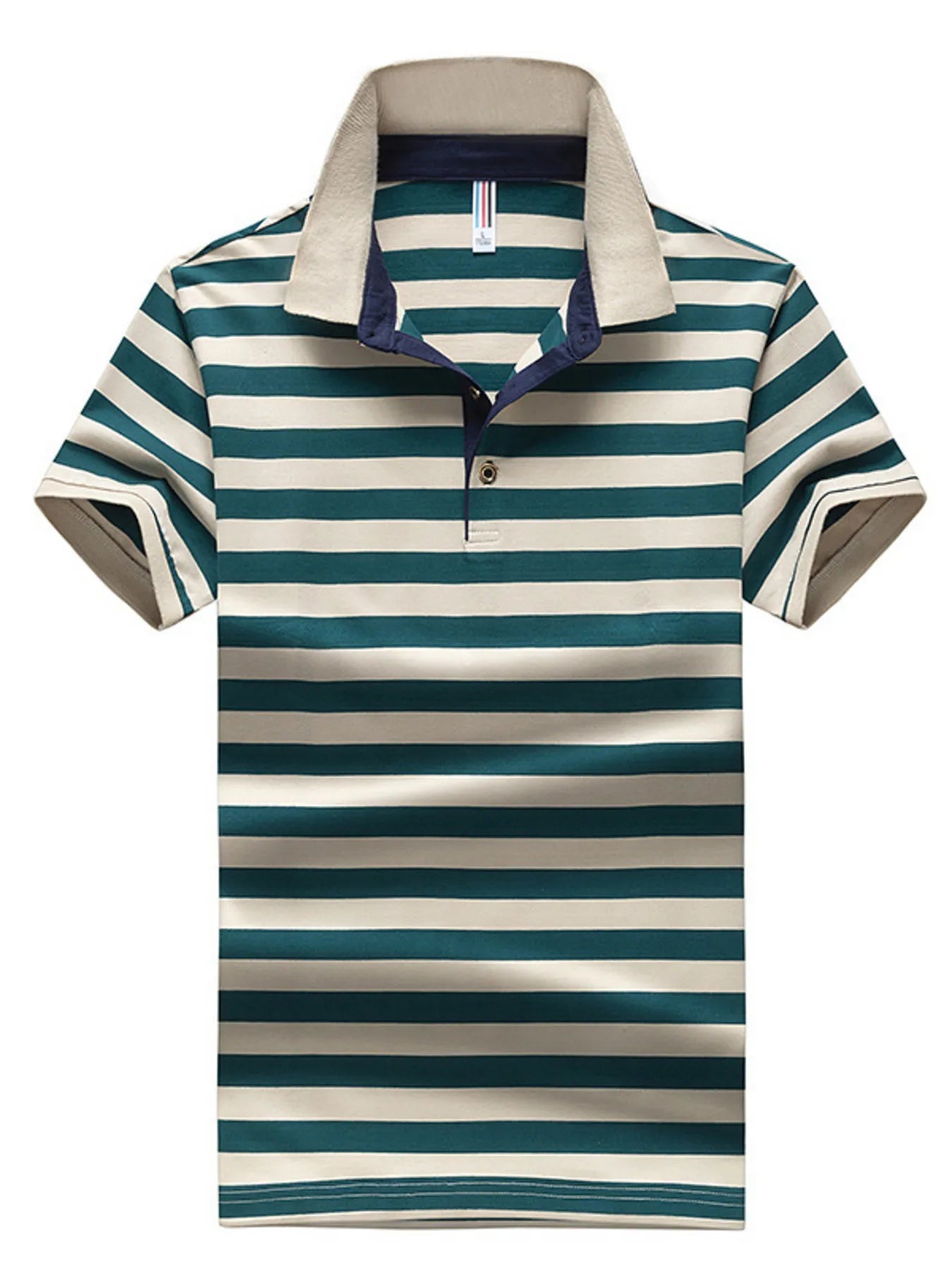 Men's Plus Size Striped Short Sleeve Polo Shirt