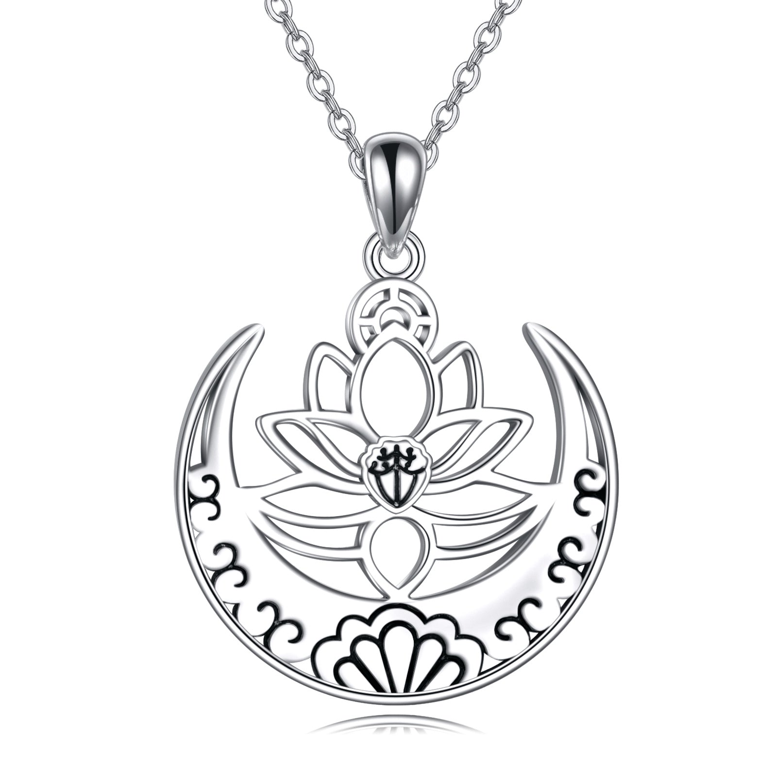 Lotus Flower Symbol Yoga Necklace Sterling Silver Sanskrit Symbol Balancing Jewelry