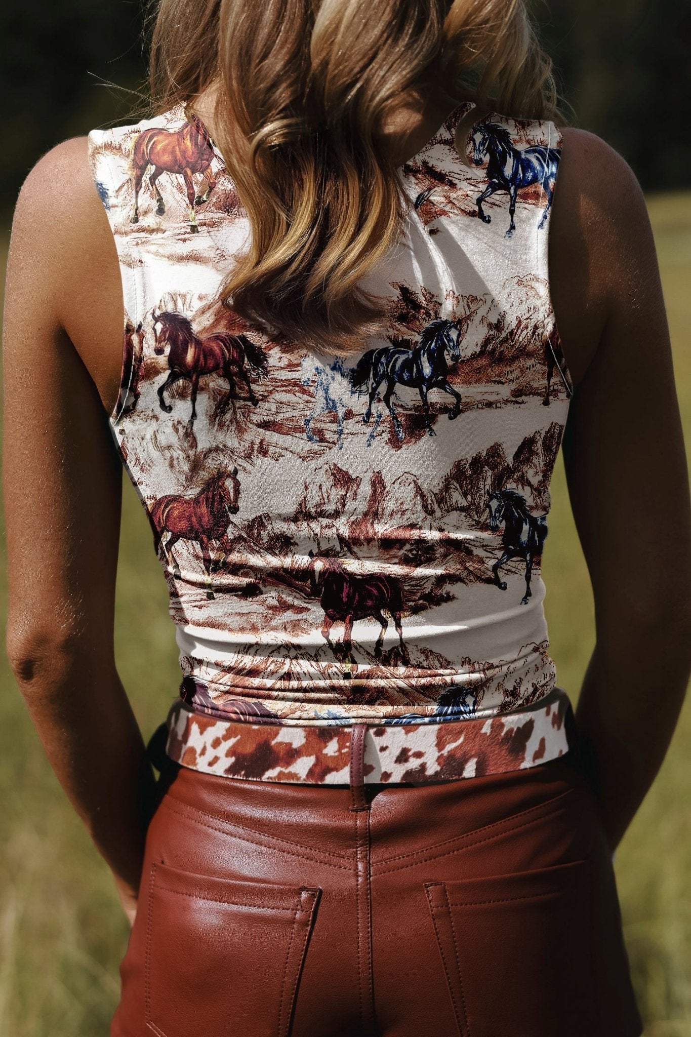 Brown Horse Hat Western Slim Tank Top - Loving It Shop