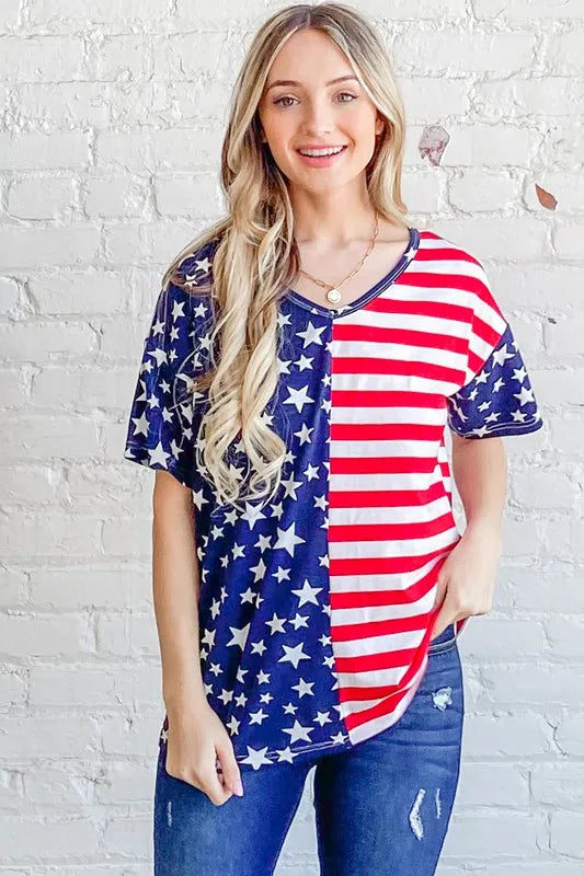 American Flag Short Sleeve Top