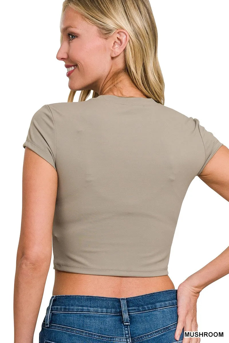Cropped Interlock Short Sleeve Top