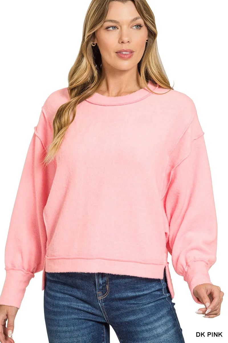 Brushed Melange Hacci Oversized Pullover