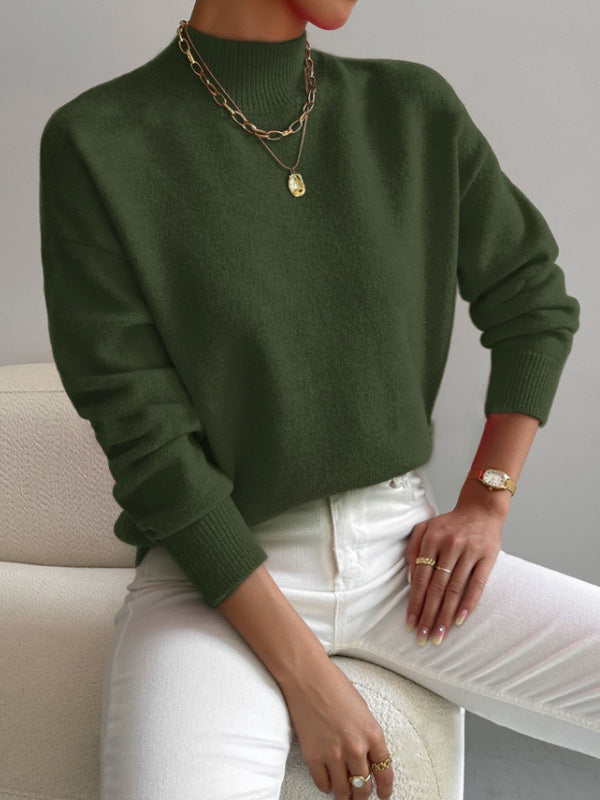 Autumn And Winter Half-high Collar Pullover Women&