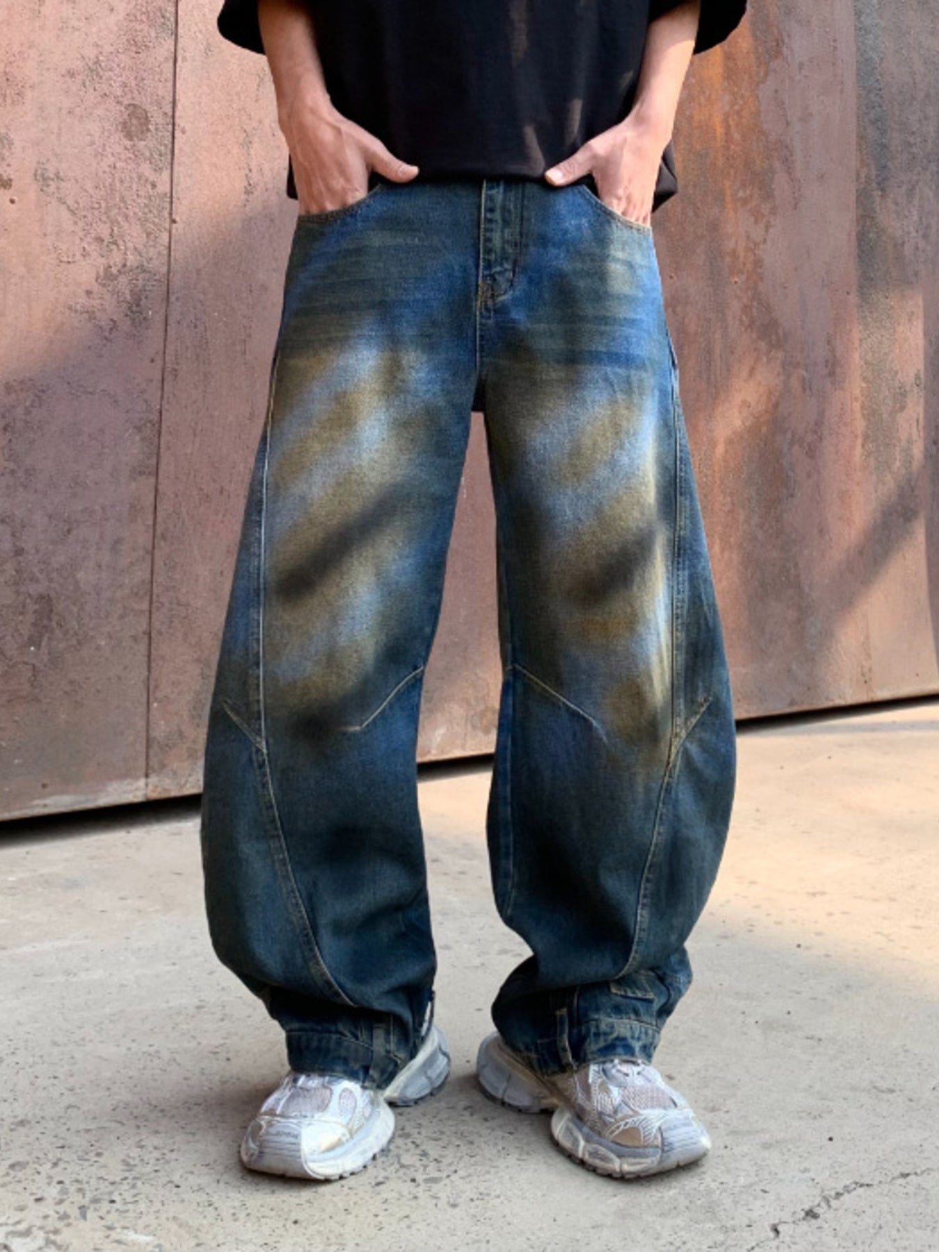 Men's Full Size Distressed Wide-Leg Jeans Plus Size