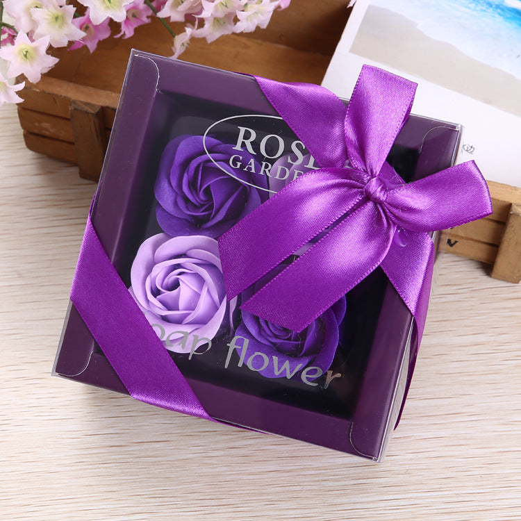 4 Rose Soap Flowers Gift Box For Valentine&