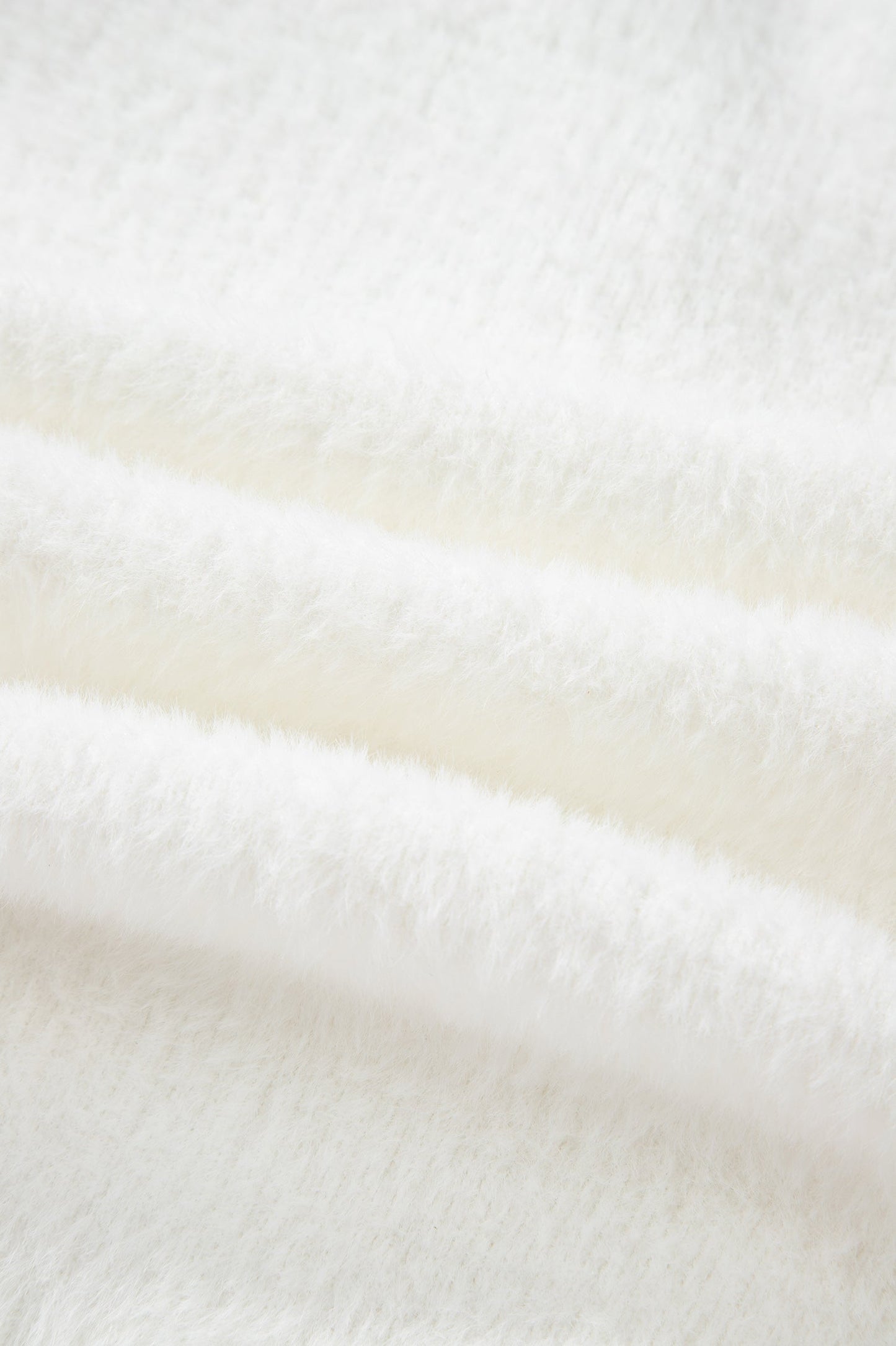 White Fuzzy Buttoned Front Midi Solid Cardigan