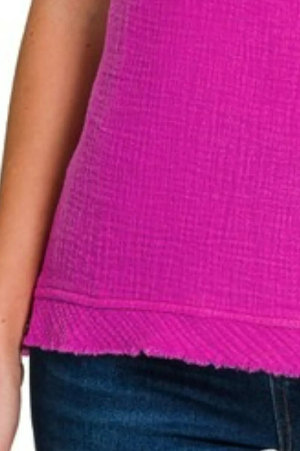 Double Gauze Raw Edge V-Neck Tank