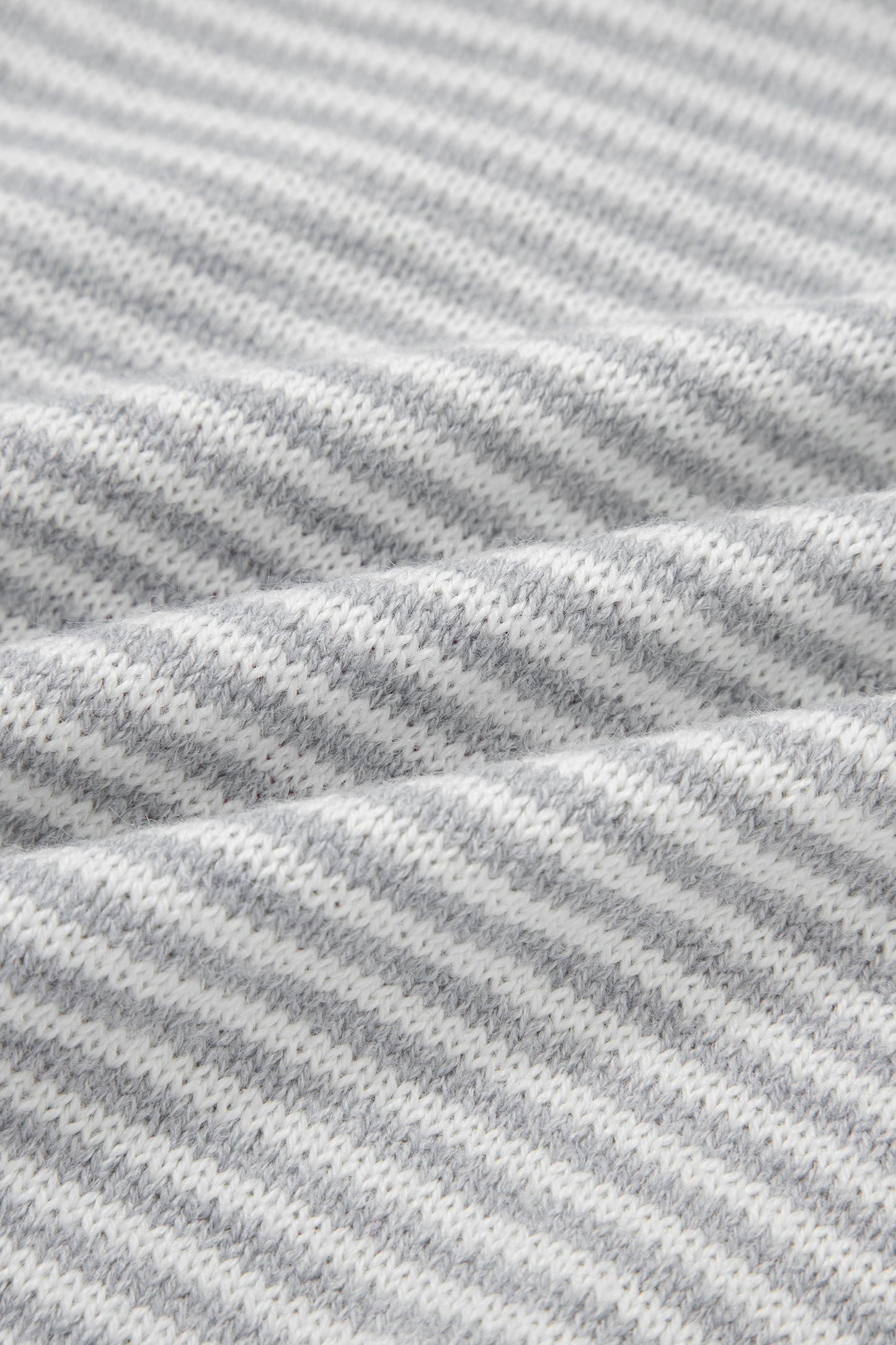 Gray Stripe Contrast Heart Pattern Valentine Knit Sweater