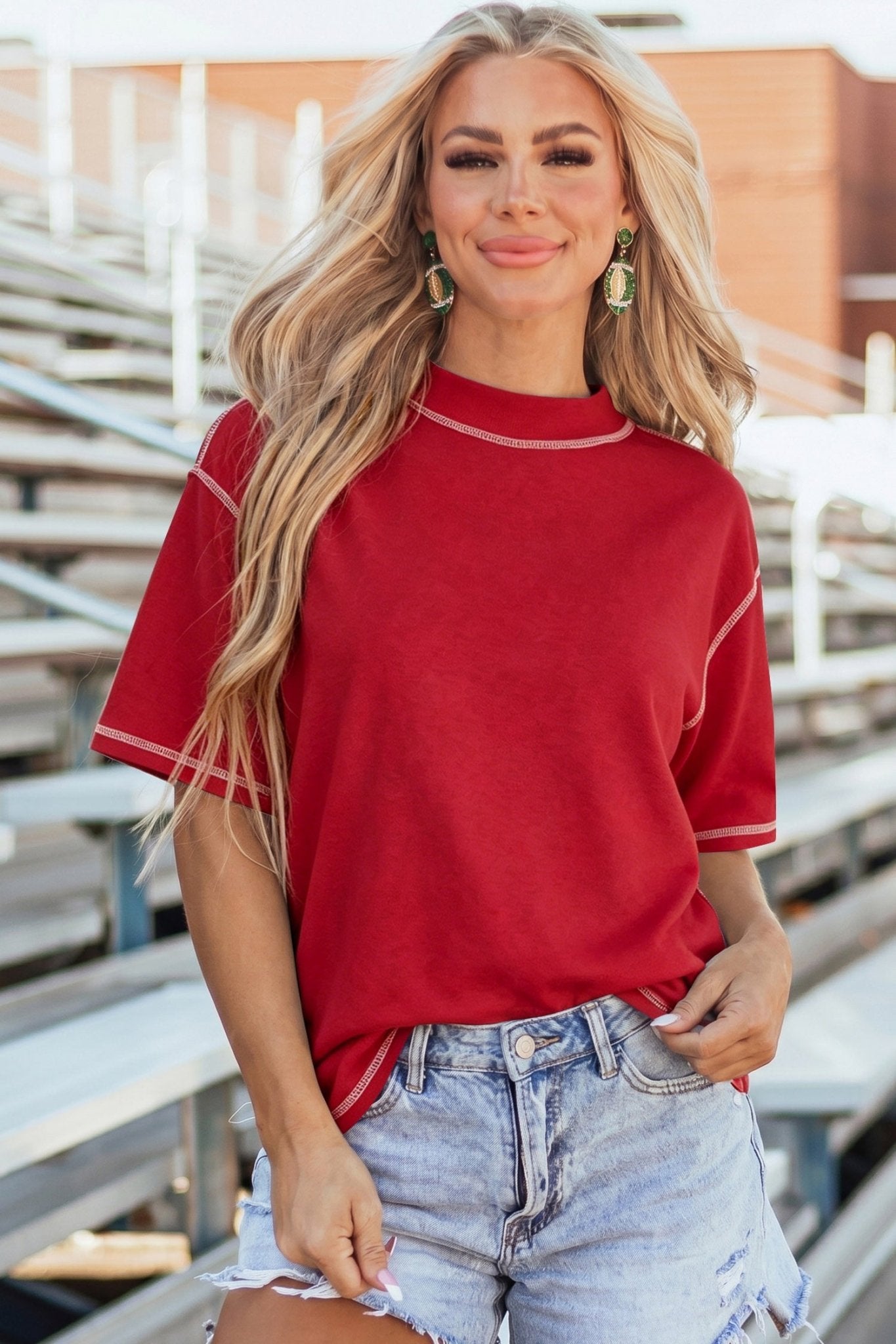 Racing Red Reversible Contrast - Stitched T-Shirt - Loving It Shop