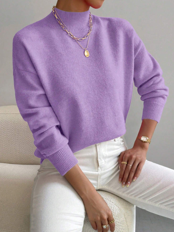 Autumn And Winter Half-high Collar Pullover Women&