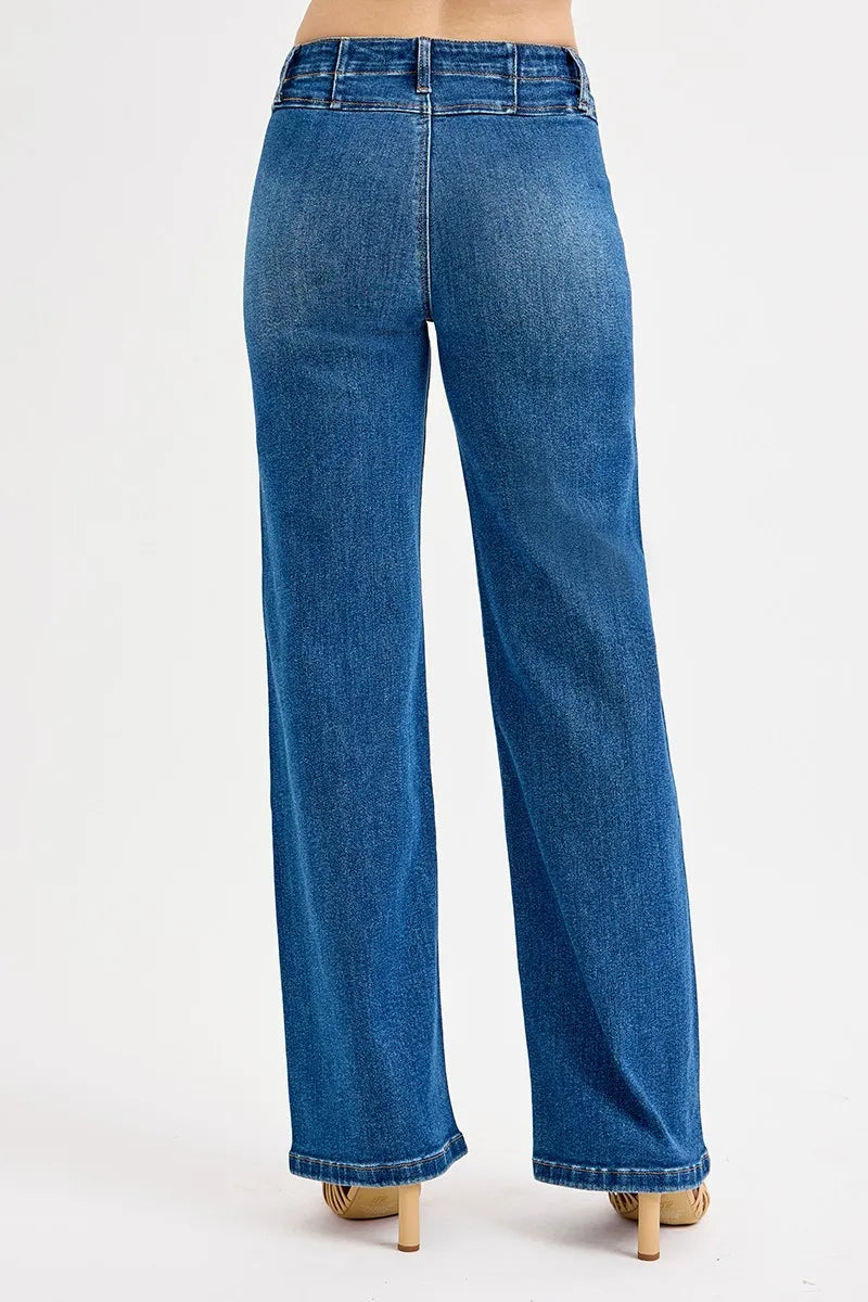 Seam Detail Wide Leg Jeans