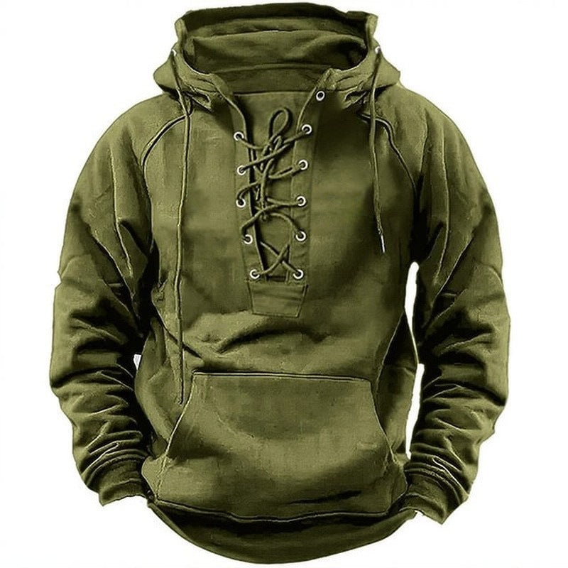 Ins Lace-up Hoodie Casual Sports Pocket Sweatshirt Men&