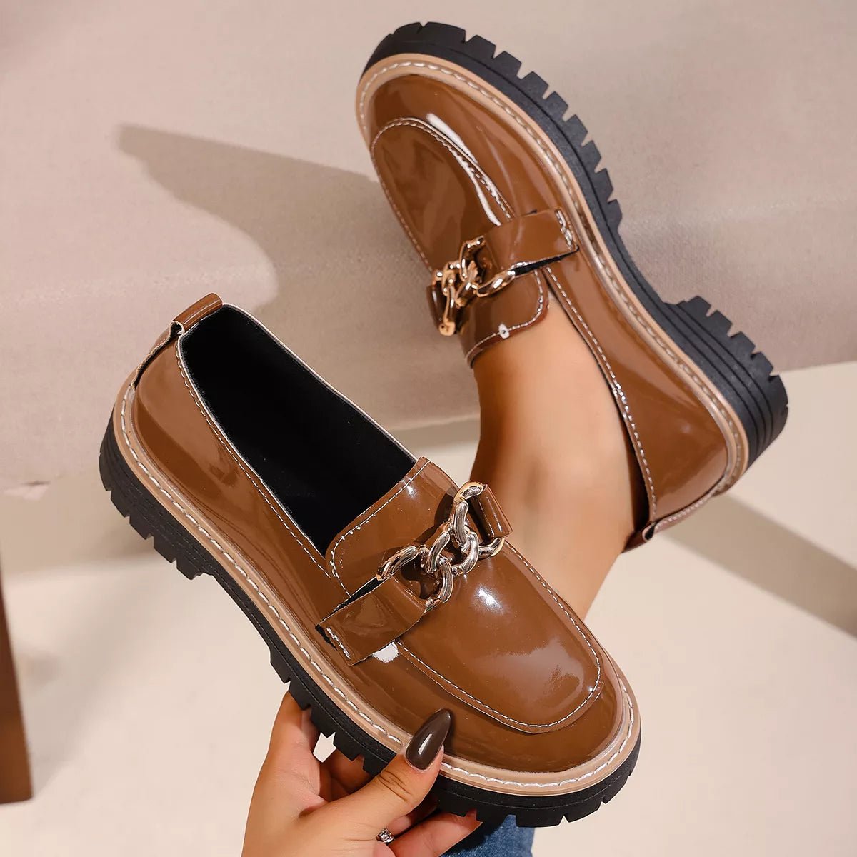 Chain Decor Chunky Loafers - Loving It Shop