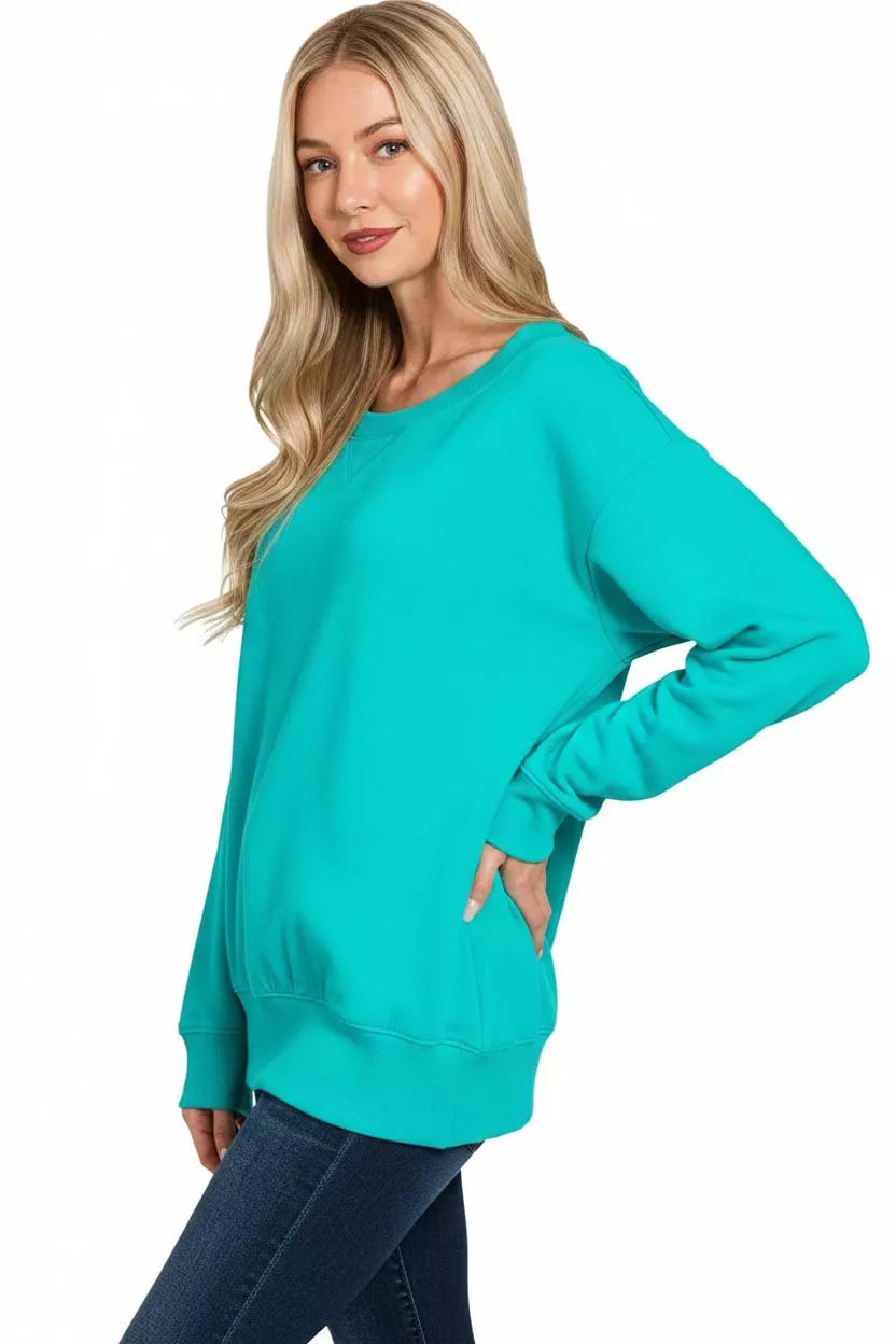 Fleece Boat Neck Sweatshirt