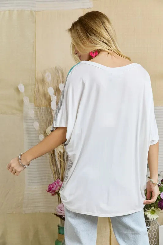 Colorblock Casual Knit Tunic Top