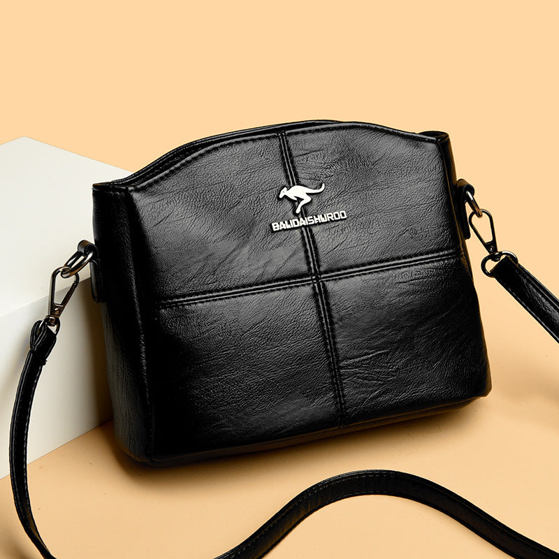 Korean-style Womens Shoulder Soft Leather Versatile Design Large Capacity And Embroidered Crossbody Bag