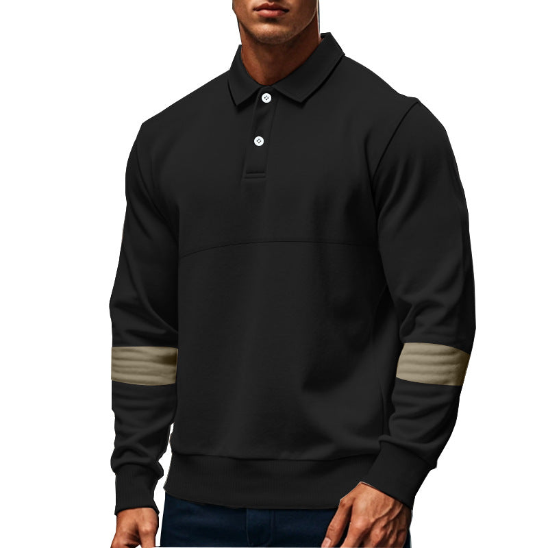 Fashion Long-sleeved Lapel Polo Shirt With Button Men&