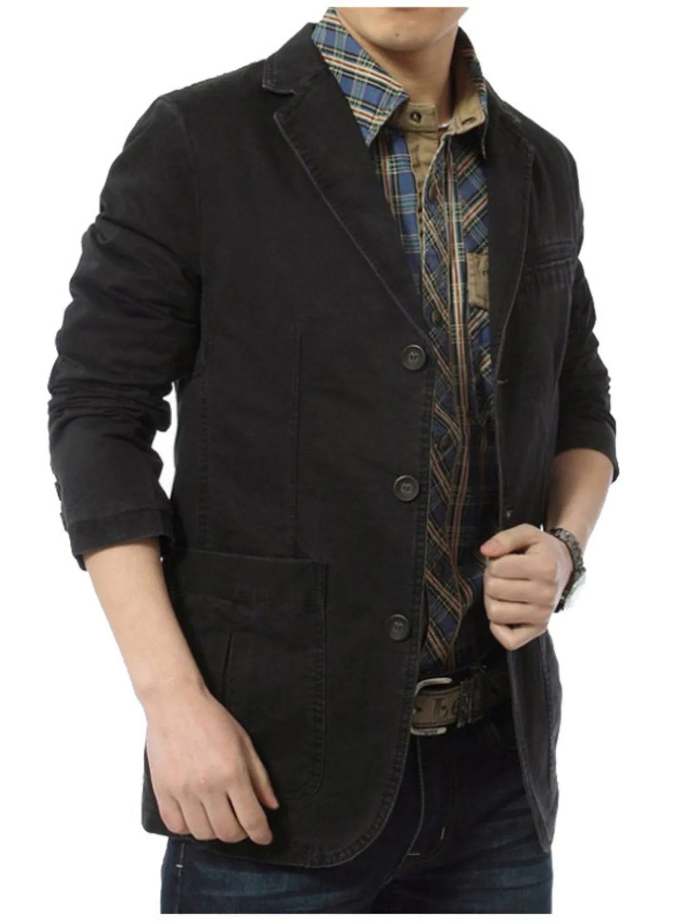 Men's Plus Size Lapel Collar Button Up Blazer - Loving It Shop
