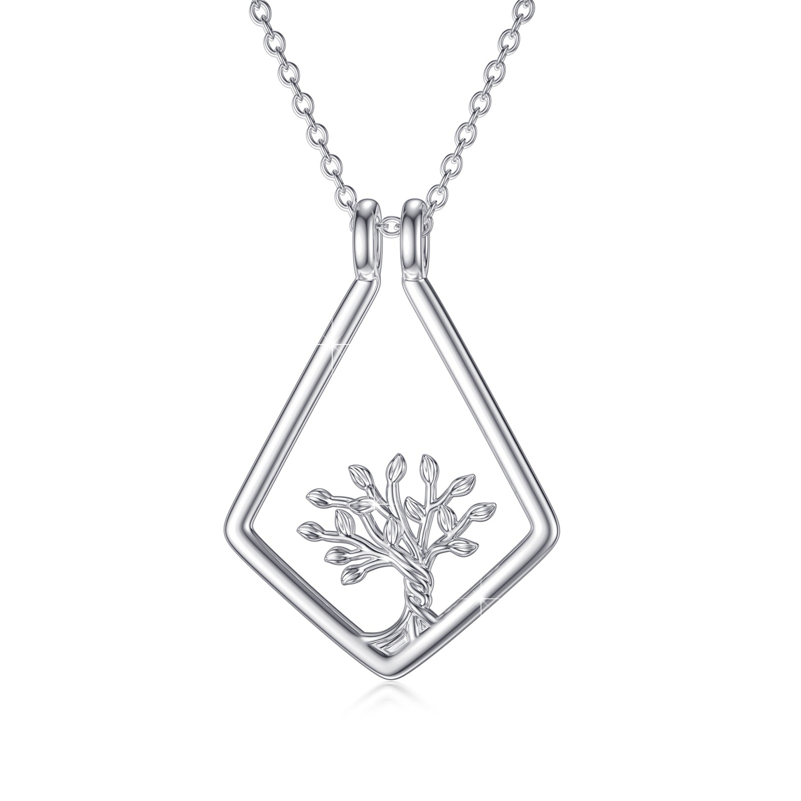 Tree of Life Ring Holder Pendant Necklace in 925 Sterling Silver