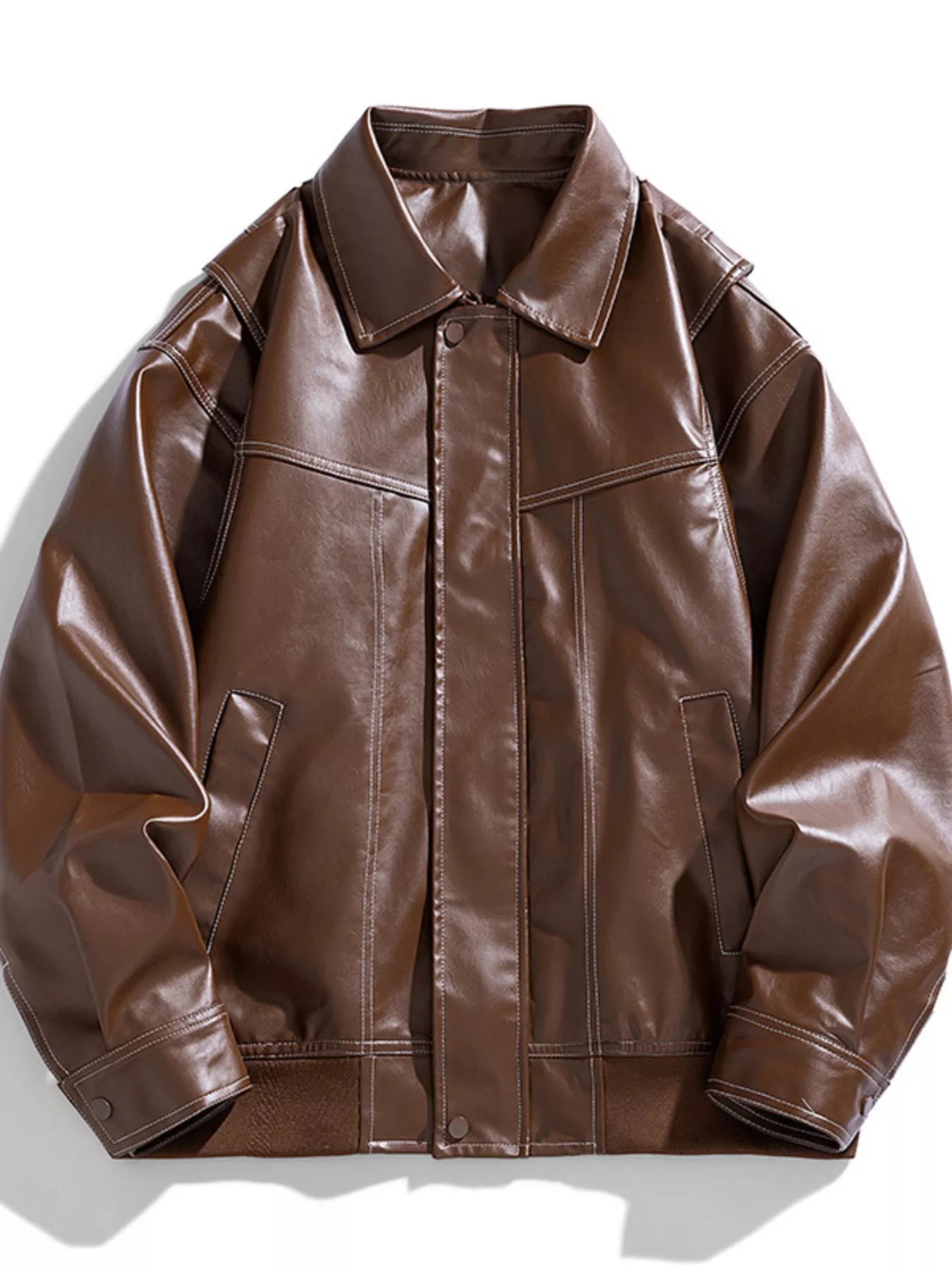 Men's Plus Size Leather Bomber Jacket