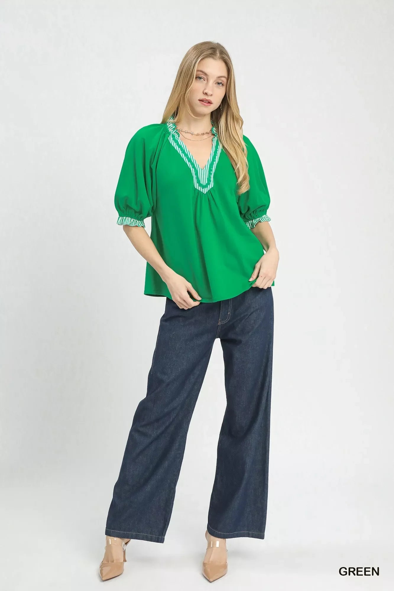French Terry Collared Top