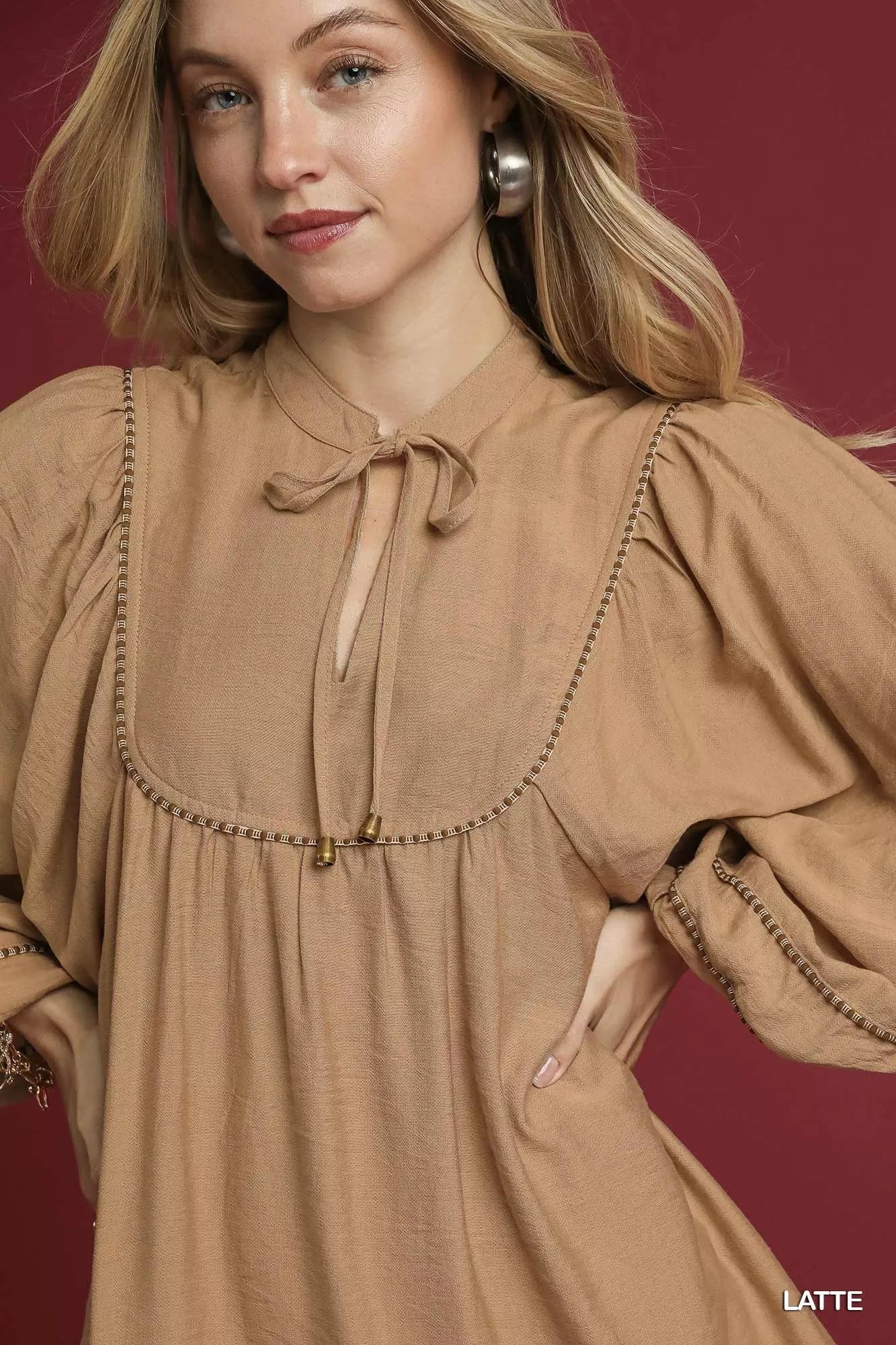 Boho Peasant Mini Dress with Trim Detail