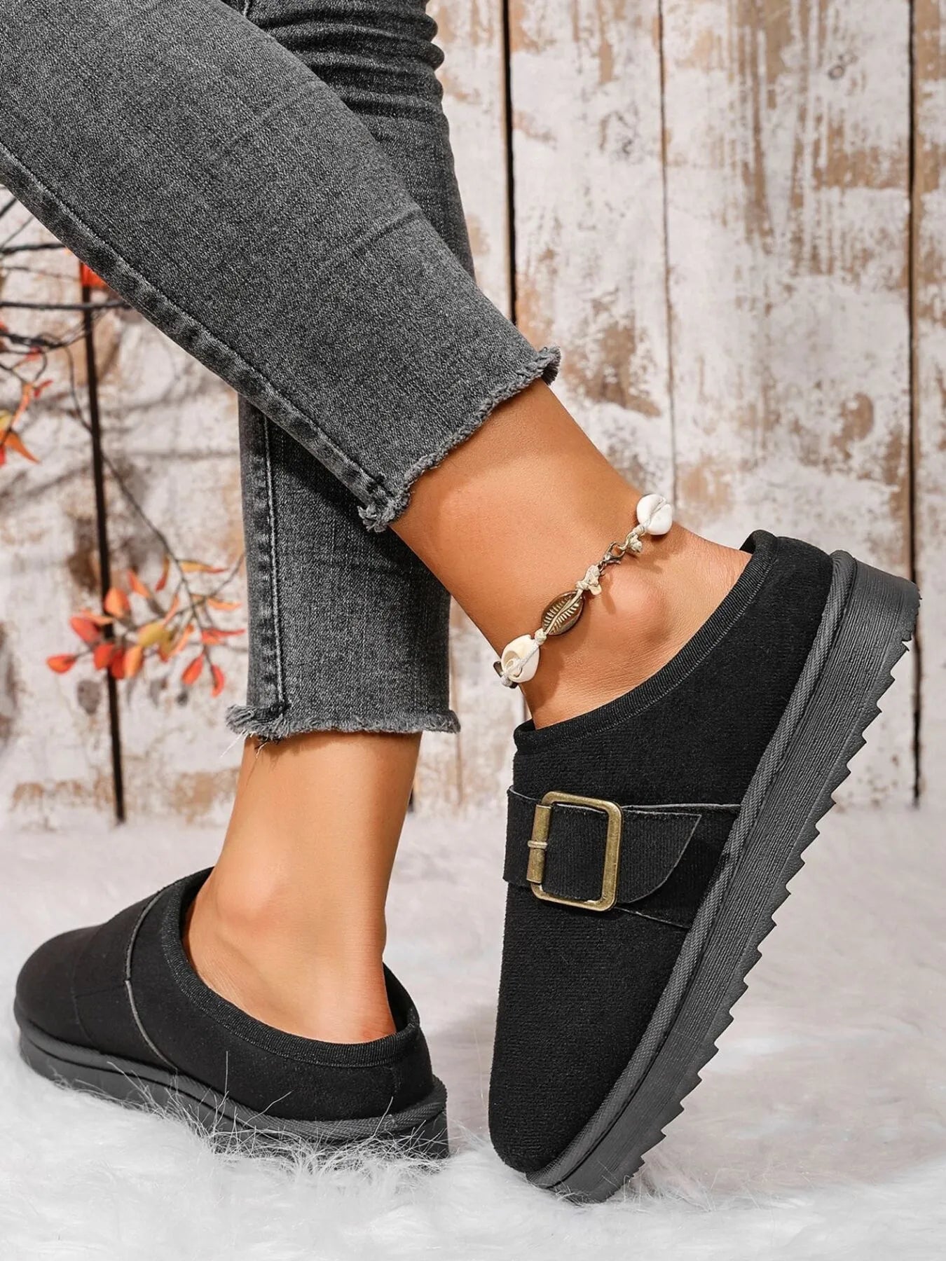Cozy Buckle Suede Winter Slippers - Loving It Shop