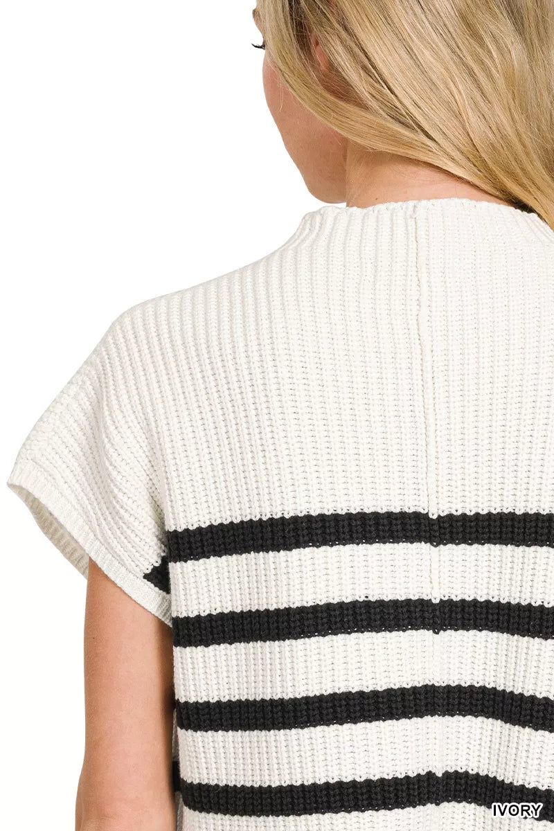 Short Sleeve Stripe Sweater