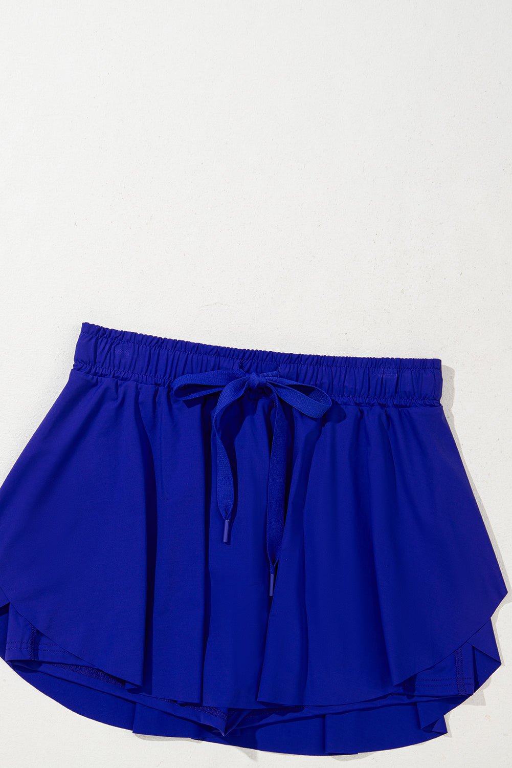 Dark Blue Drawstring Elastic Waistband Lined Tennis Skorts - Loving It Shop