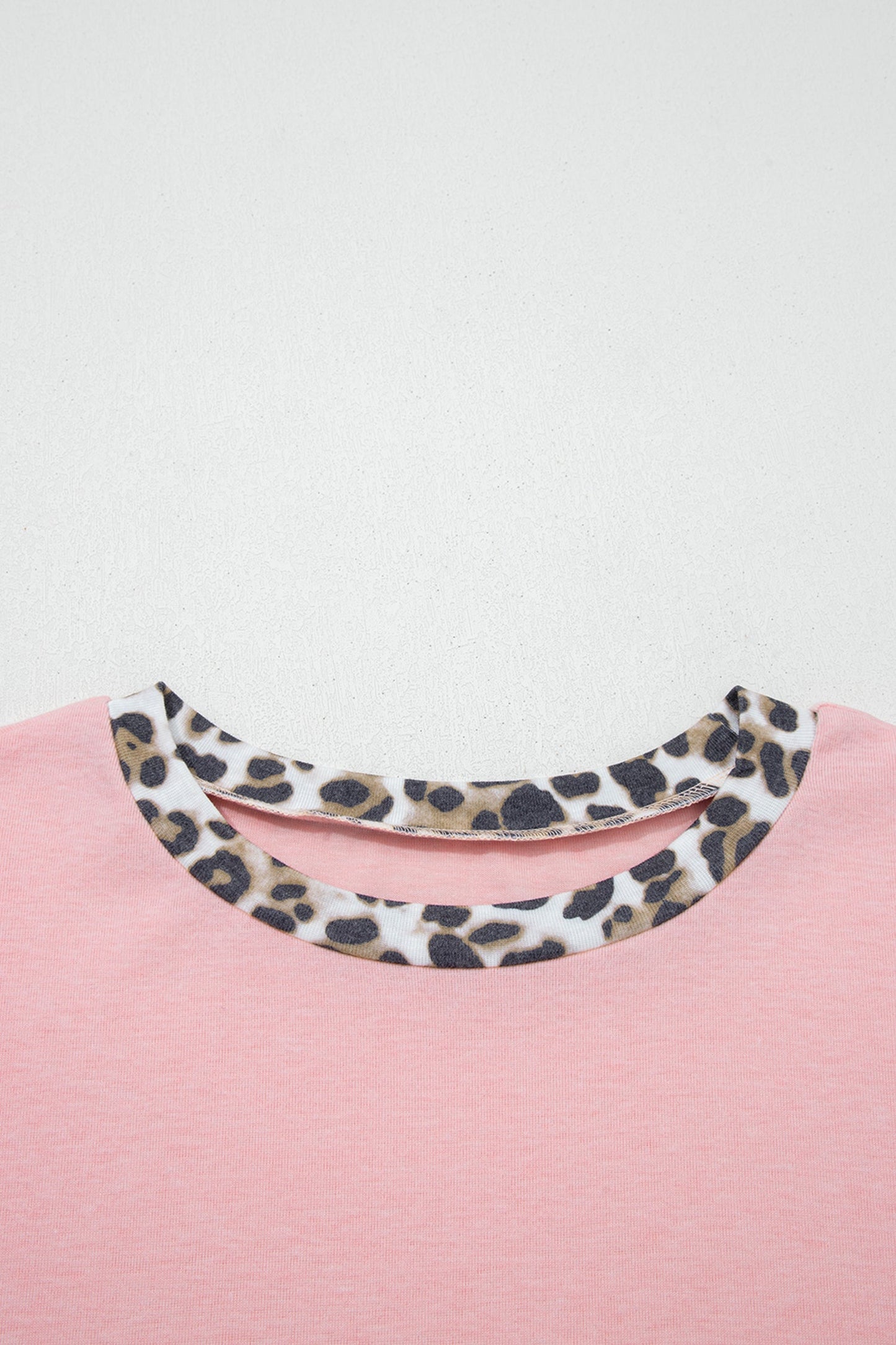 Light Pink Color Block Leopard Patchwork Dolman Sleeve High Low Baggy Sweatshirt