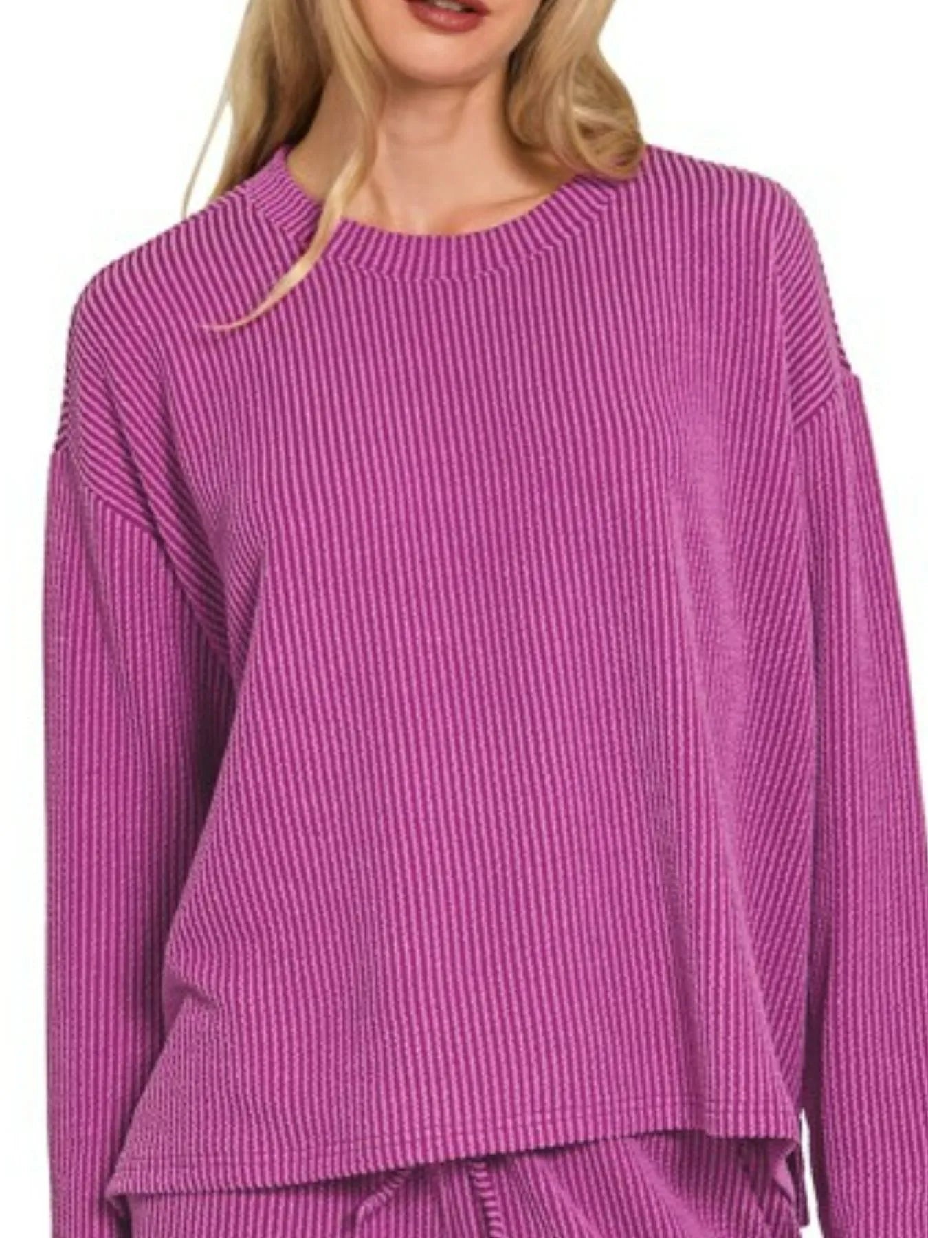 Corded Rib Long Sleeve Tee and Shorts Set