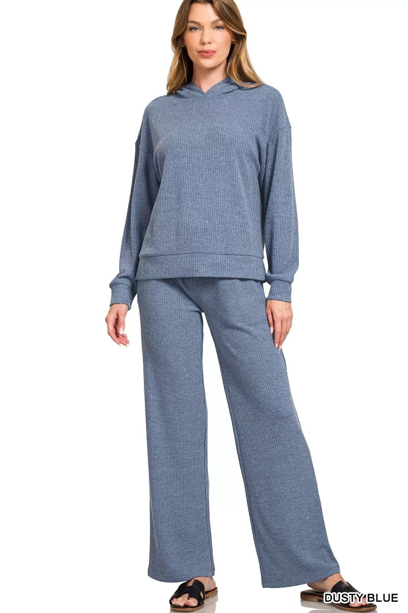 Ribbed Long Sleeve Hoodie
