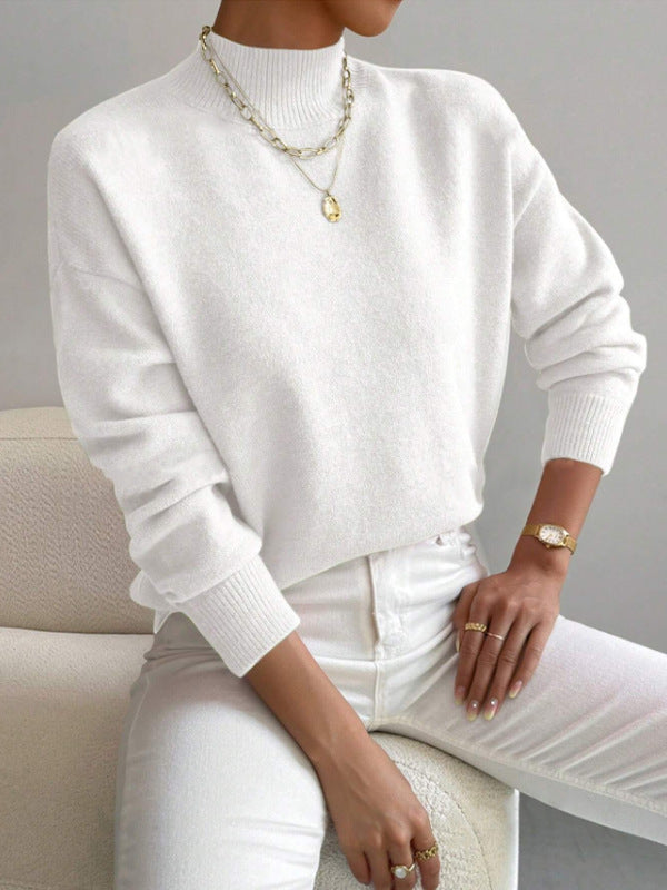 Autumn And Winter Half-high Collar Pullover Women&