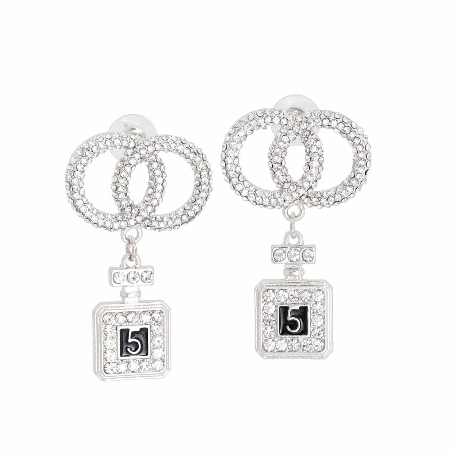 Fashion Earrings Silver Infinity Perfume Charm Stylish Statement Jewelry