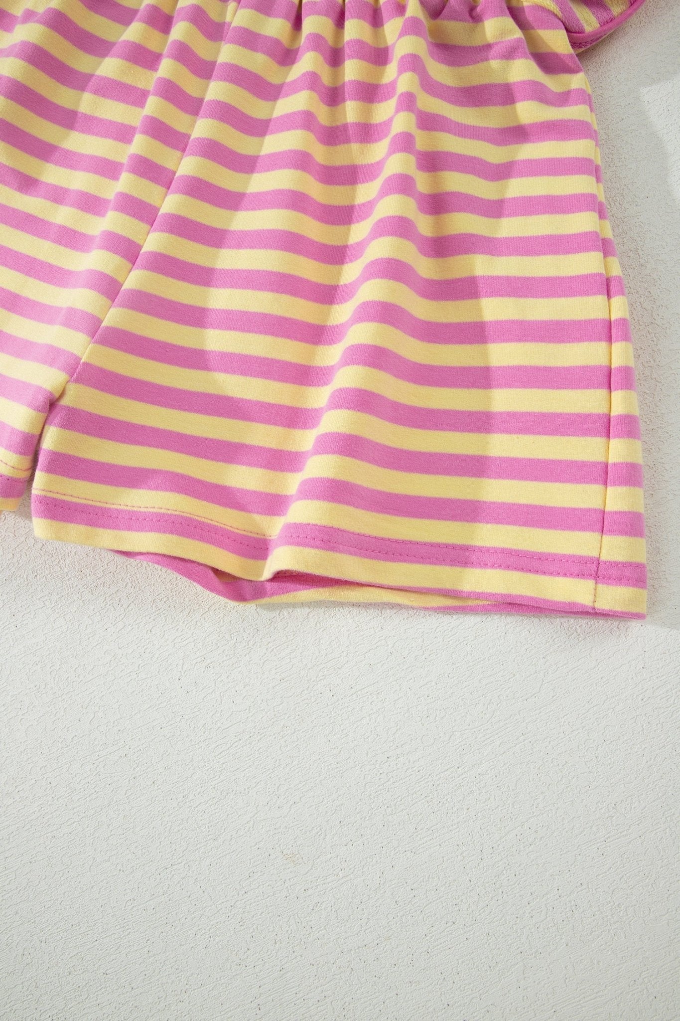 Pink Stripe Loose Short Sleeve Top and Skirt Set - Loving It Shop