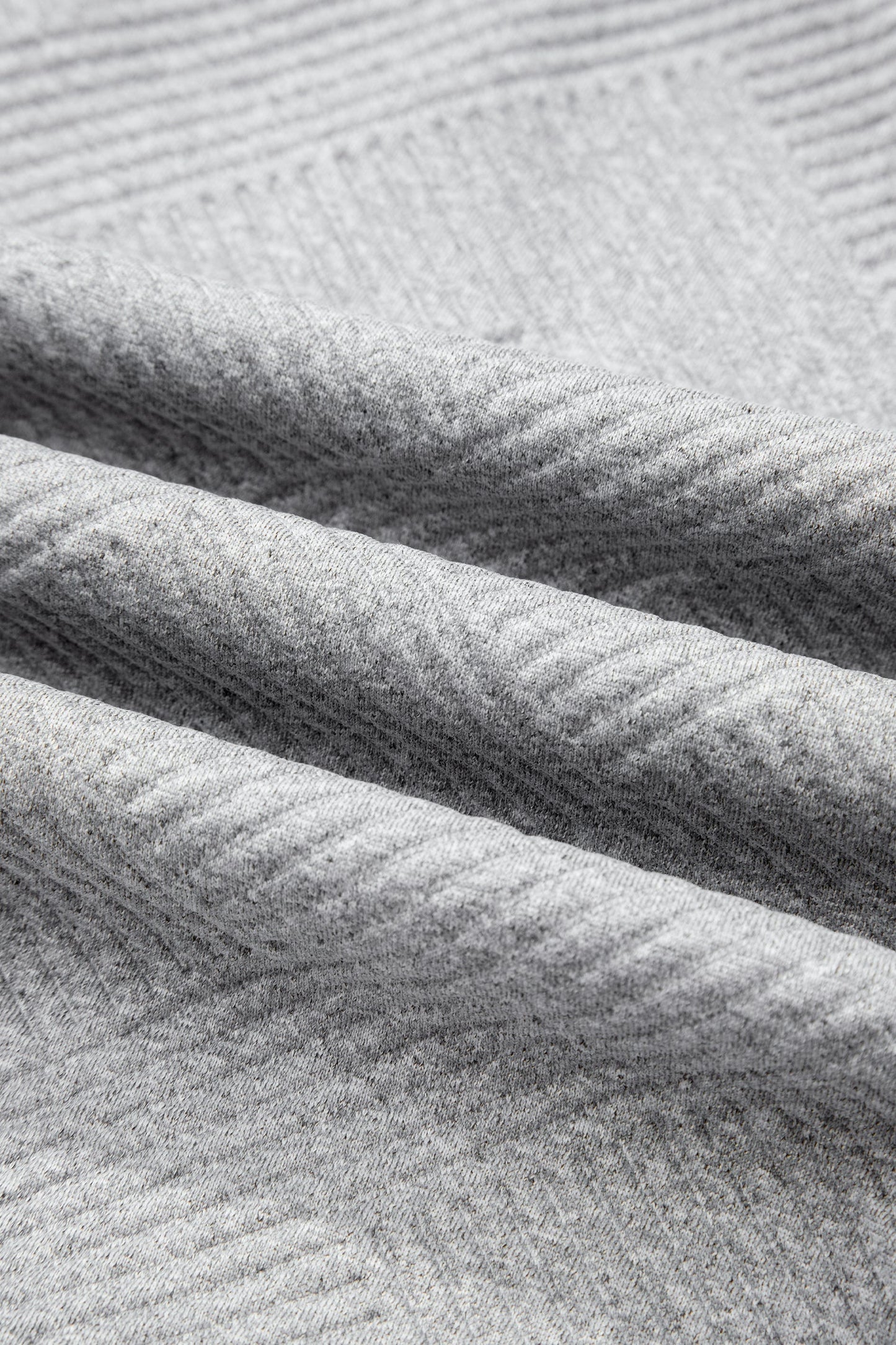 Medium Grey Trendy Textured Half Zip Loose Sweatshirt