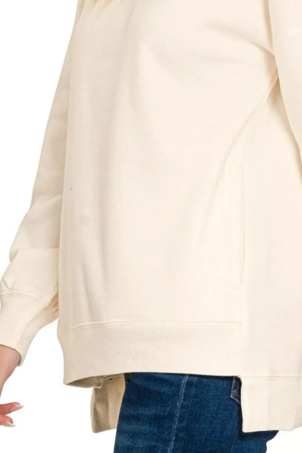 Full Size Fleece Hi-low Boyfriend Sweatshirts with Pockets Plus Size