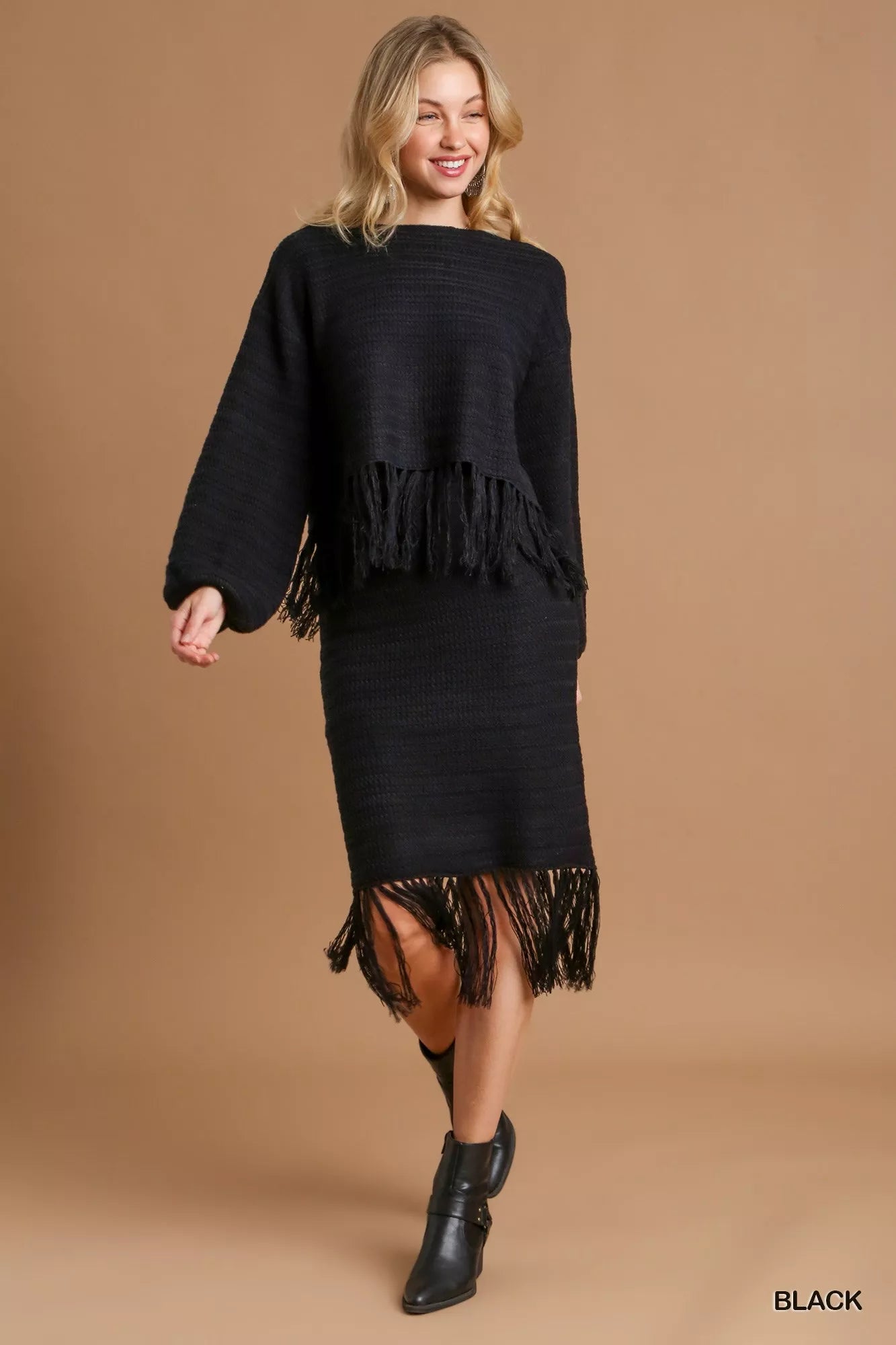 Crochet Knit Crop Top with Frey Hem
